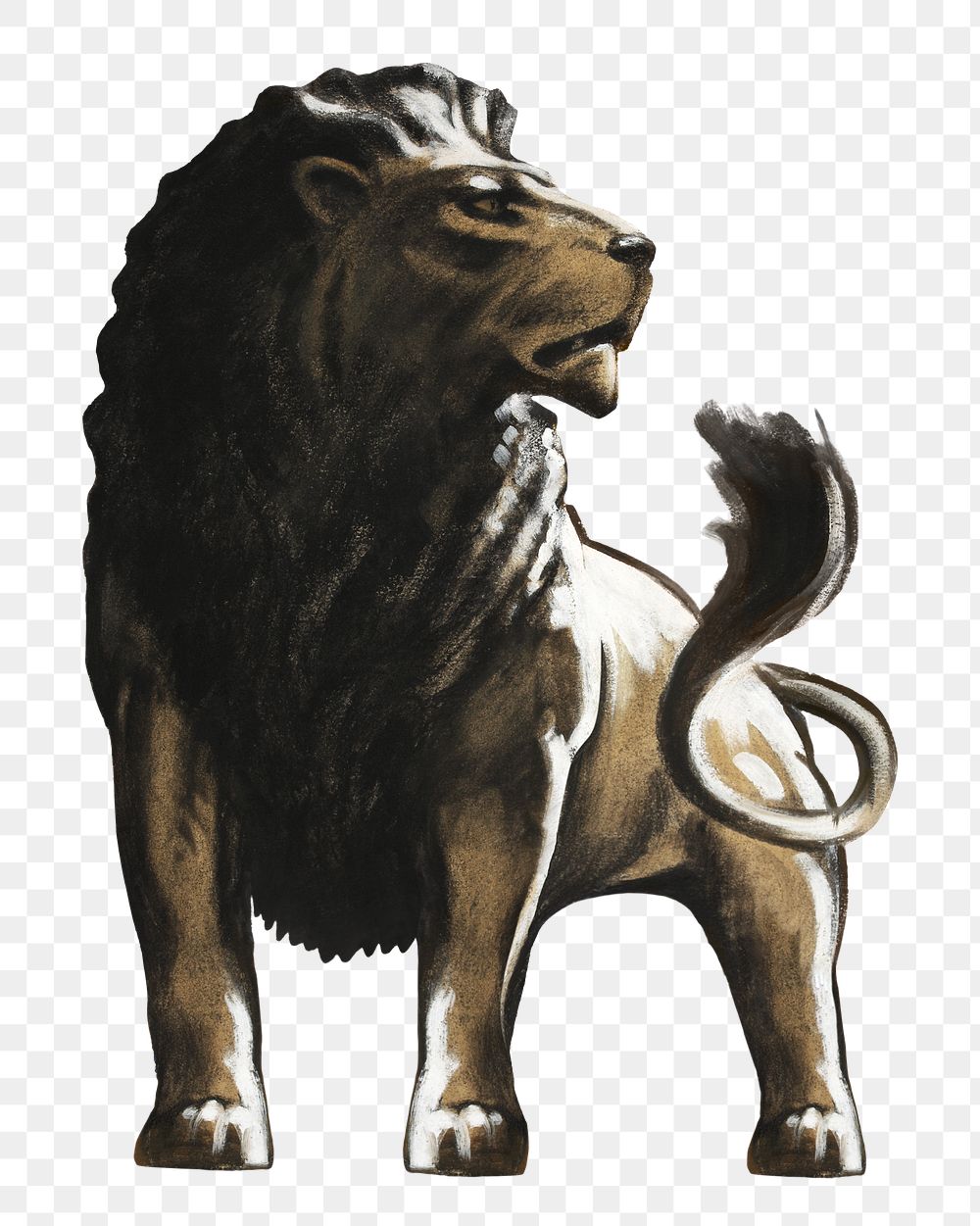 PNG lion vintage illustration on transparent background. Remixed by rawpixel. 