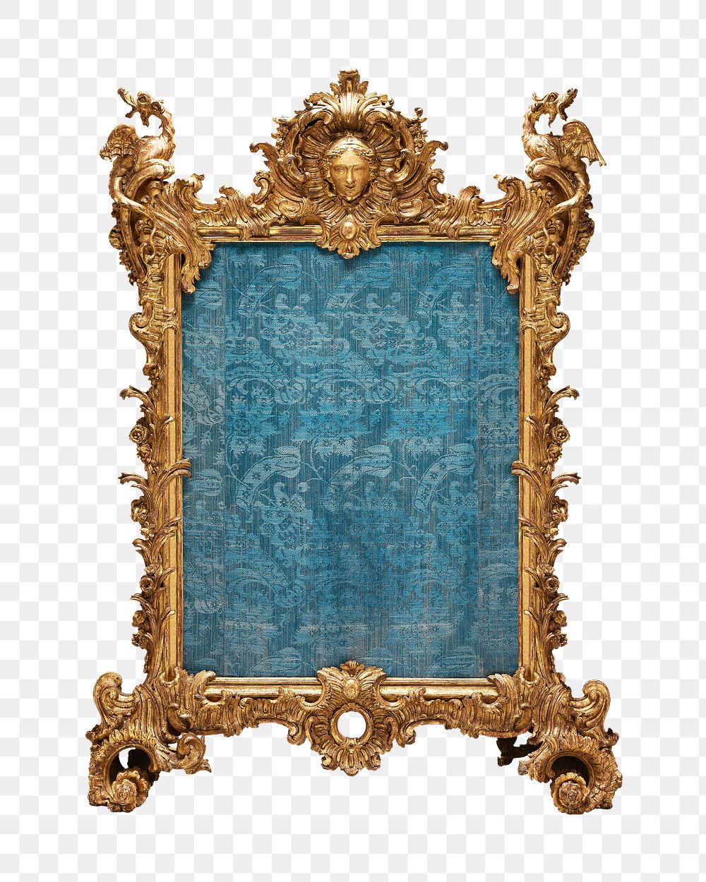 PNG Gold luxury frame, vintage object carved by Ferdinand Hundt, transparent background. Remixed by rawpixel.