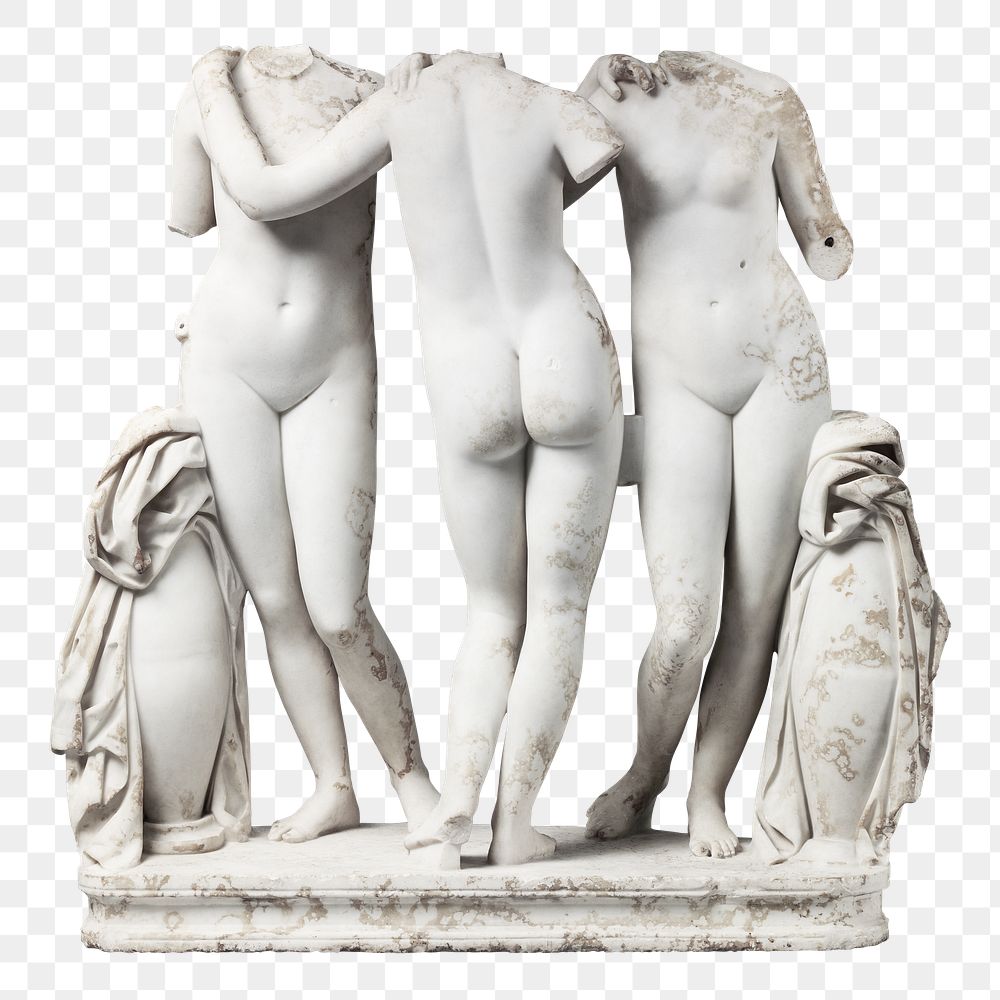 PNG The Three Graces, Greek statue, transparent background. Remixed by rawpixel.