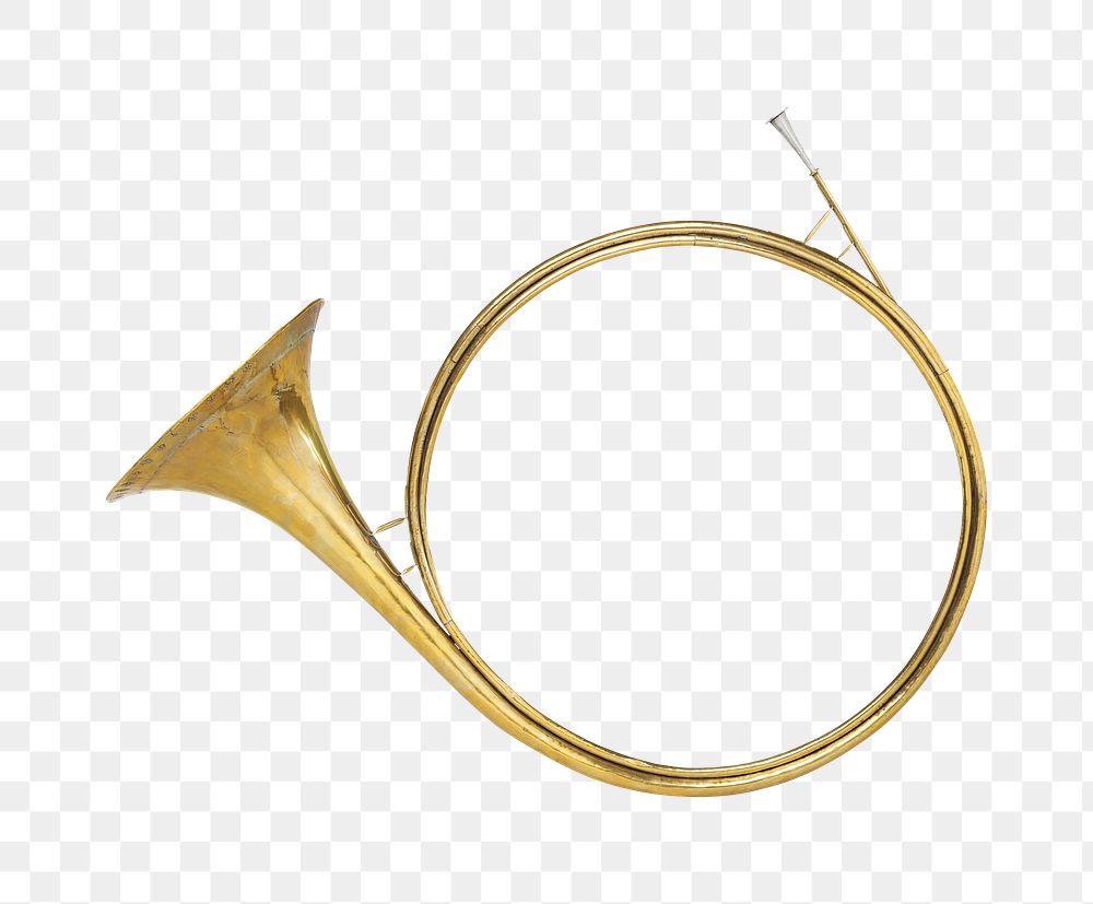 PNG Gold horn, vintage musical instrument, transparent background. Remixed by rawpixel.