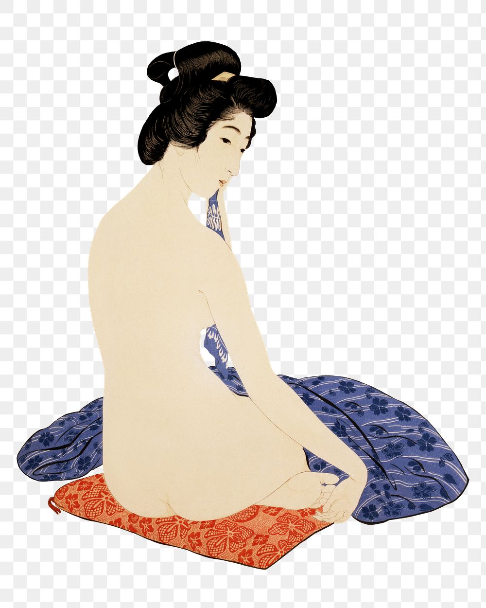 PNG Goyo Hashiguchi's Woman after bath, vintage Japanese illustration, transparent background. Remixed by rawpixel.