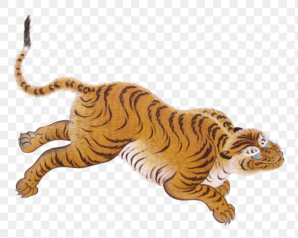 PNG Tiger, Japanese animal illustration, transparent background. Remixed by rawpixel.