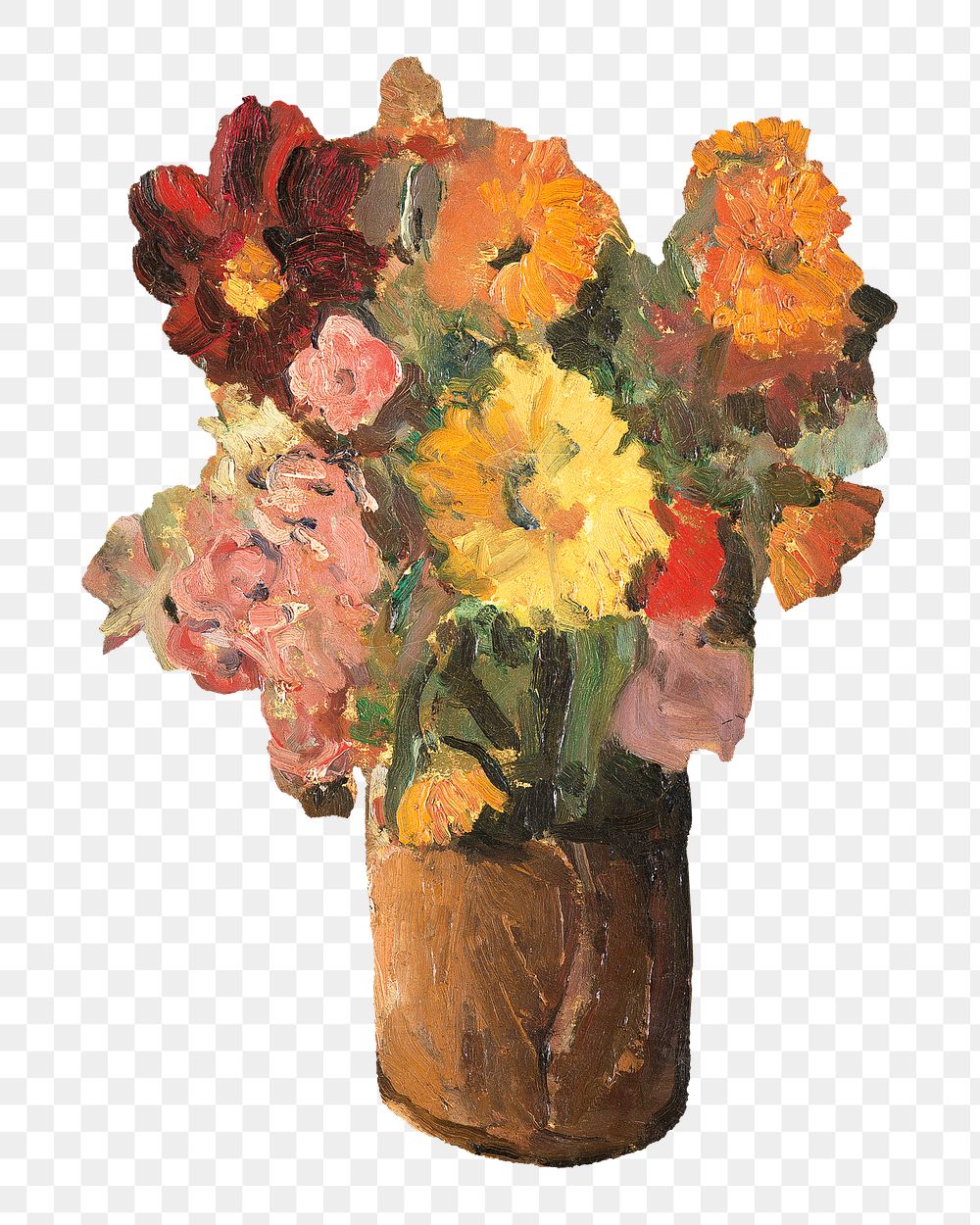 PNG Flower vase still life, vintage illustration by Roger Fry, transparent background. Remixed by rawpixel.