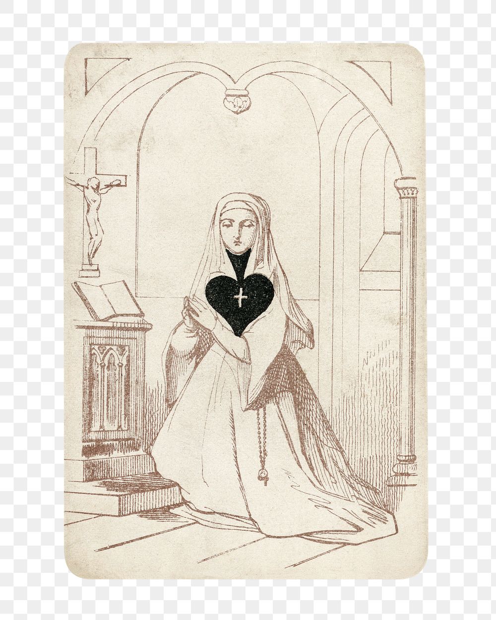 Vintage nun png sketch, transparent background. Remixed by rawpixel.