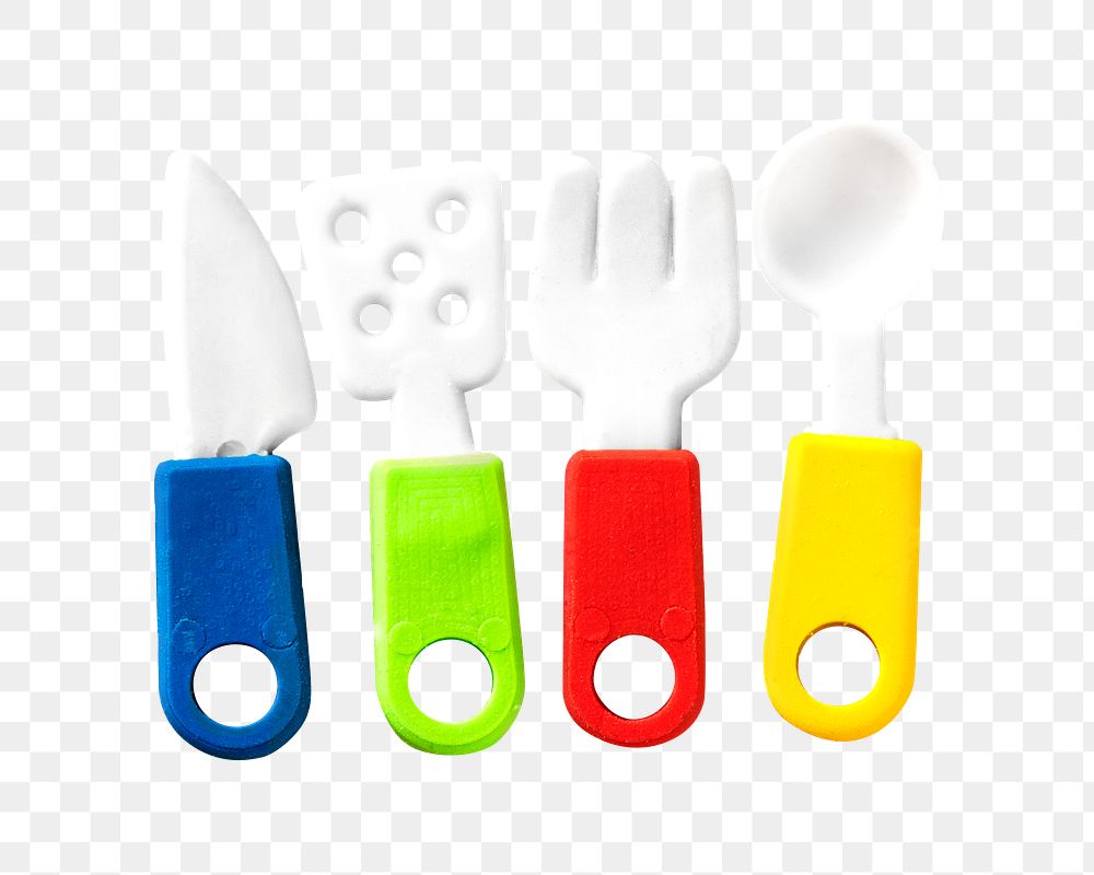 PNG Kitchen and cooking utensil toys, collage element, transparent background.