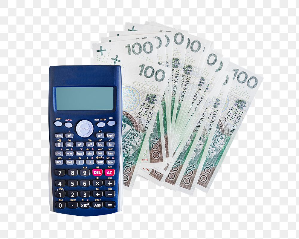 Calculator & money png collage element, transparent background