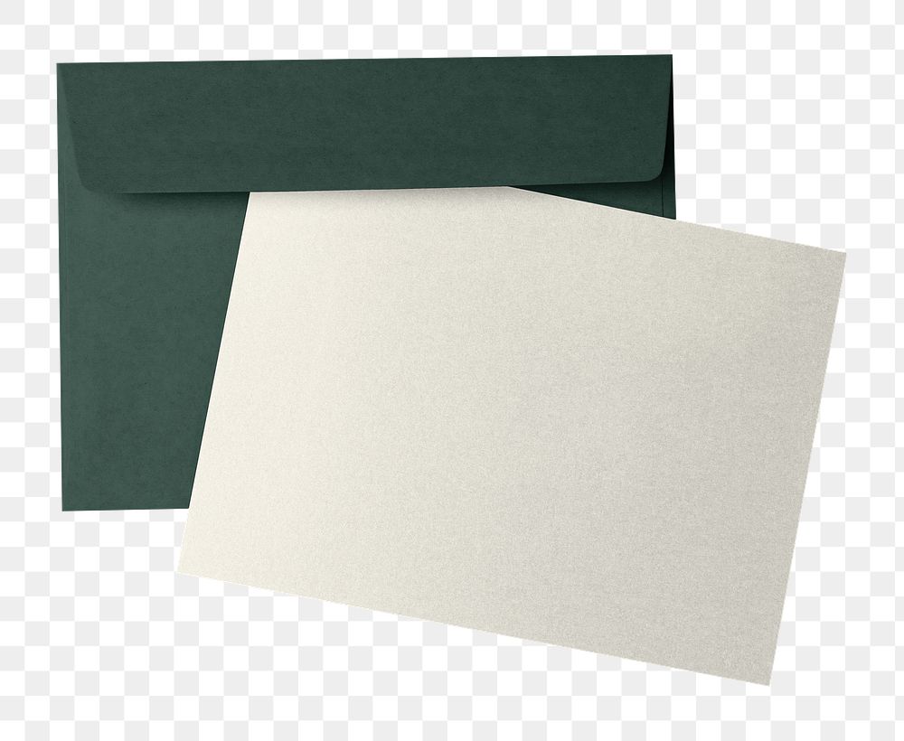 Invitation card png green envelope, transparent background