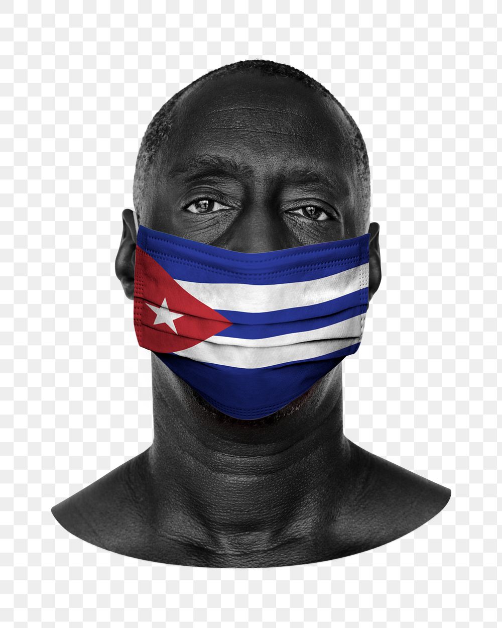 Cuban man png, flag face mask on transparent background
