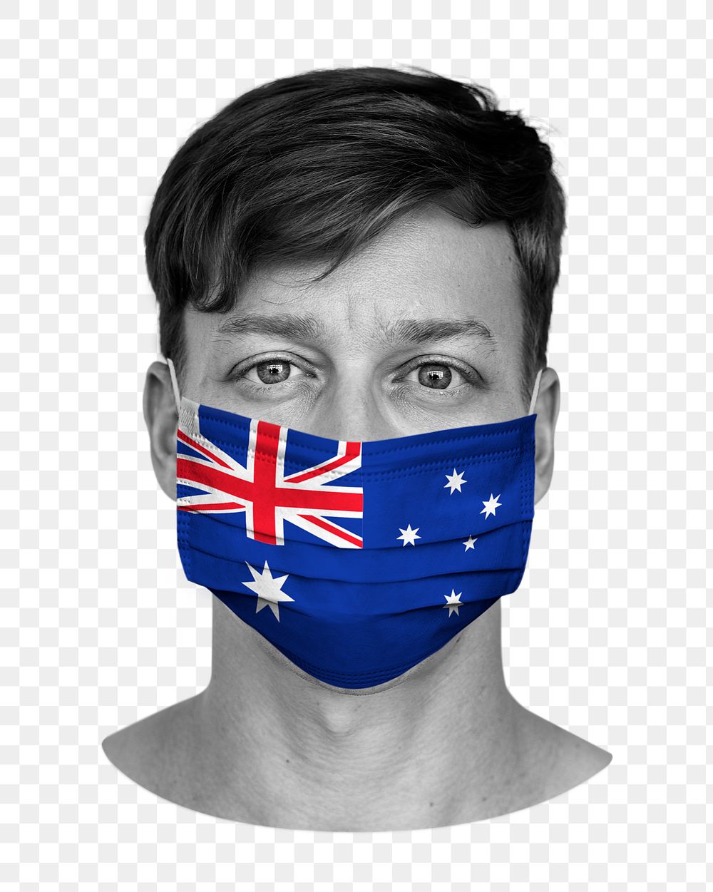 Png Australian flag mask, man image on transparent background