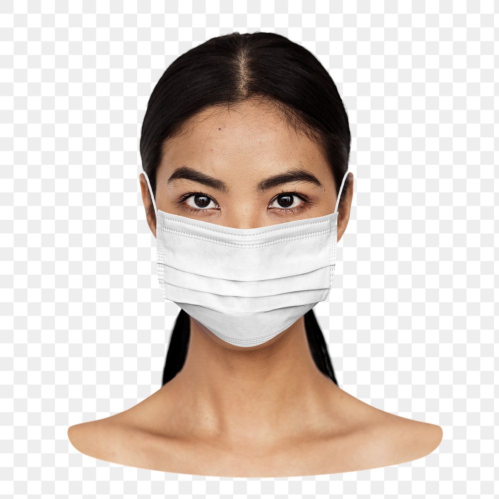 Asian woman png wearing face mask, transparent background