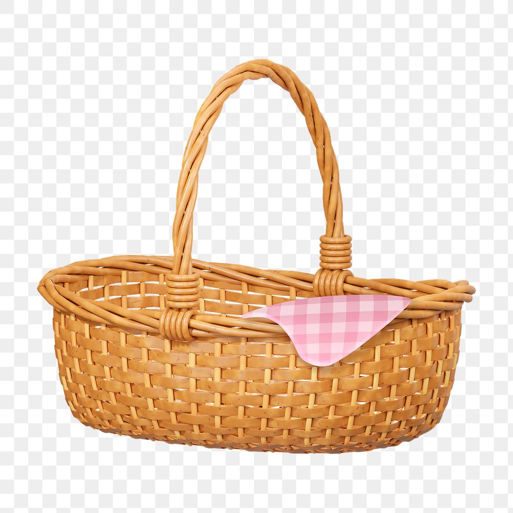 PNG 3D picnic basket, element illustration, transparent background