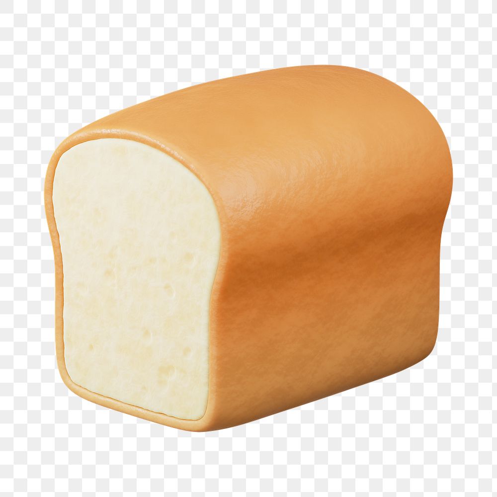 PNG 3D bread loaf, element illustration, transparent background