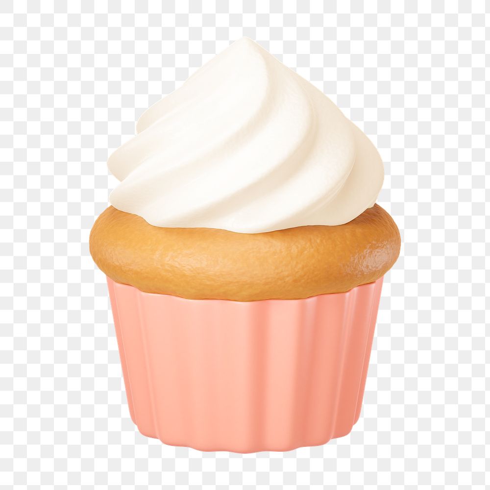 PNG 3D vanilla cupcake, element illustration, transparent background