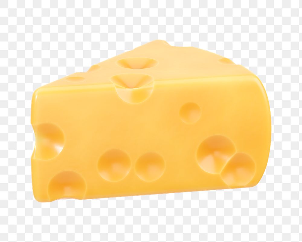 PNG 3D cheese piece, element illustration, transparent background