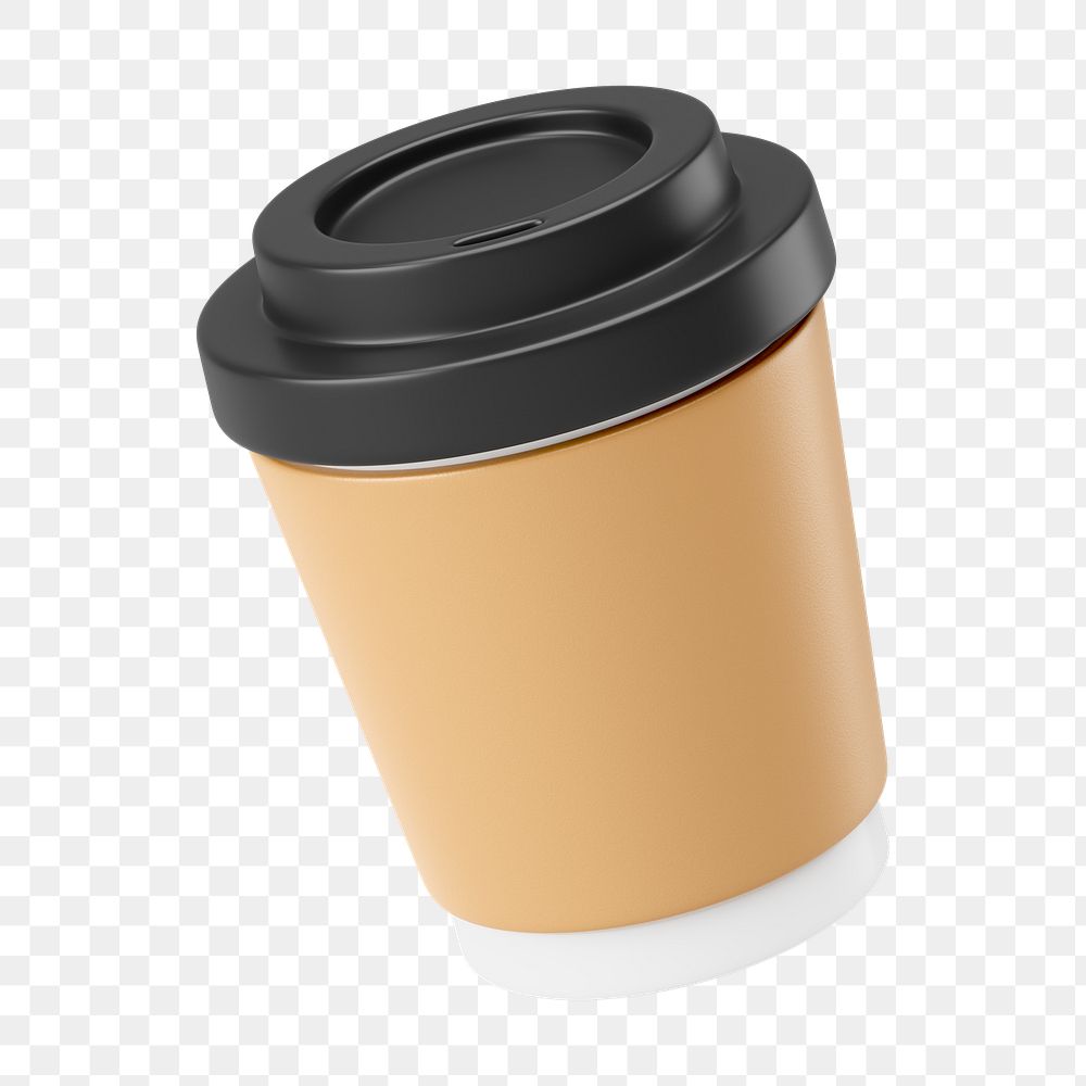 PNG 3D paper coffee cup, element illustration, transparent background