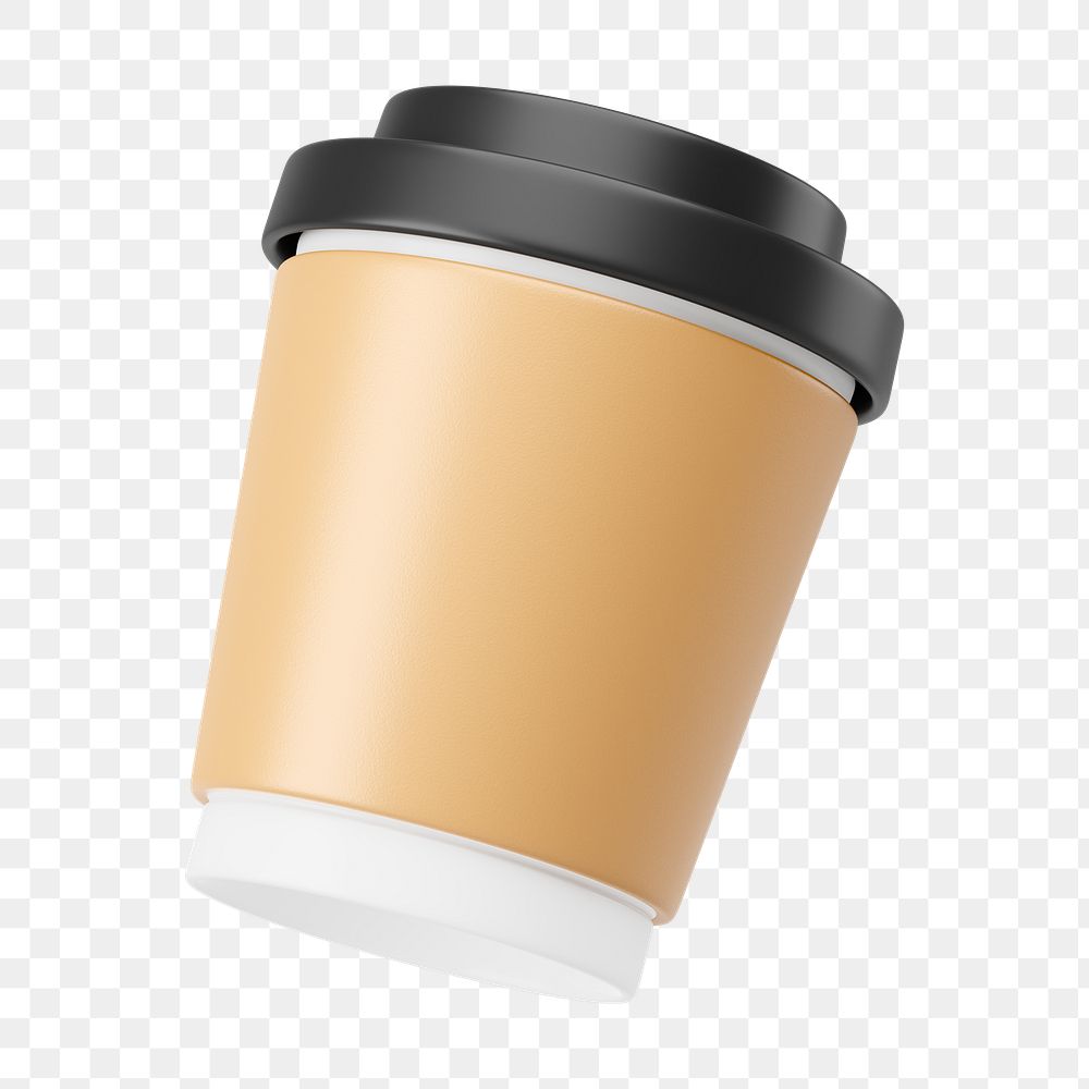 PNG 3D paper coffee cup, element illustration, transparent background
