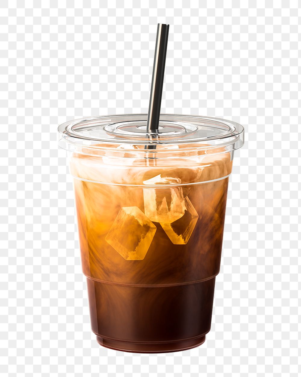PNG 3D iced latte coffee, element illustration, transparent background