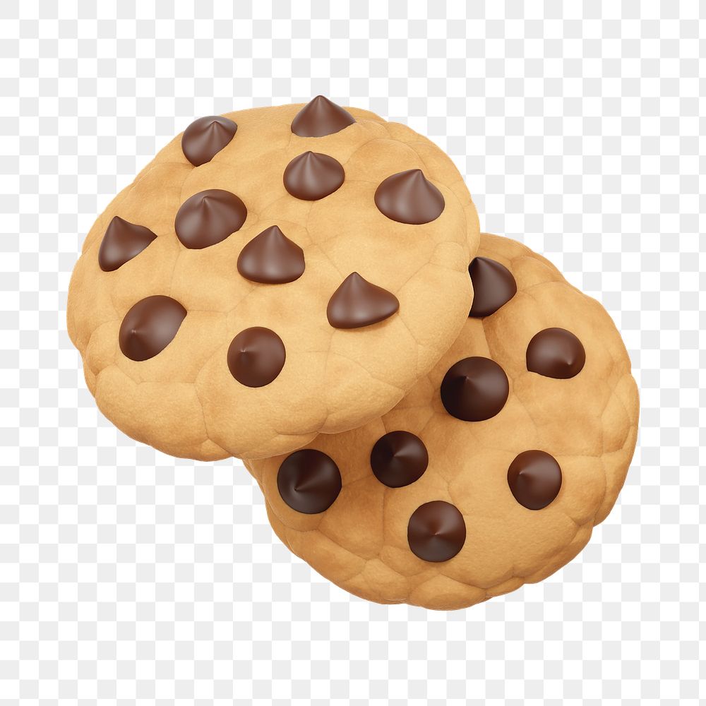 PNG 3D chocolate chip cookie, element illustration, transparent background