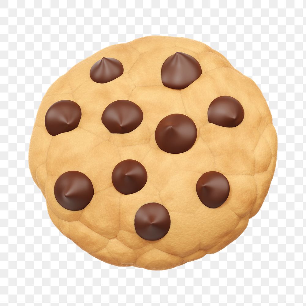 PNG 3D chocolate chip cookie, element illustration, transparent background