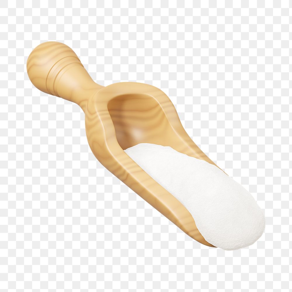 PNG 3D sugar wooden spoon, element illustration, transparent background