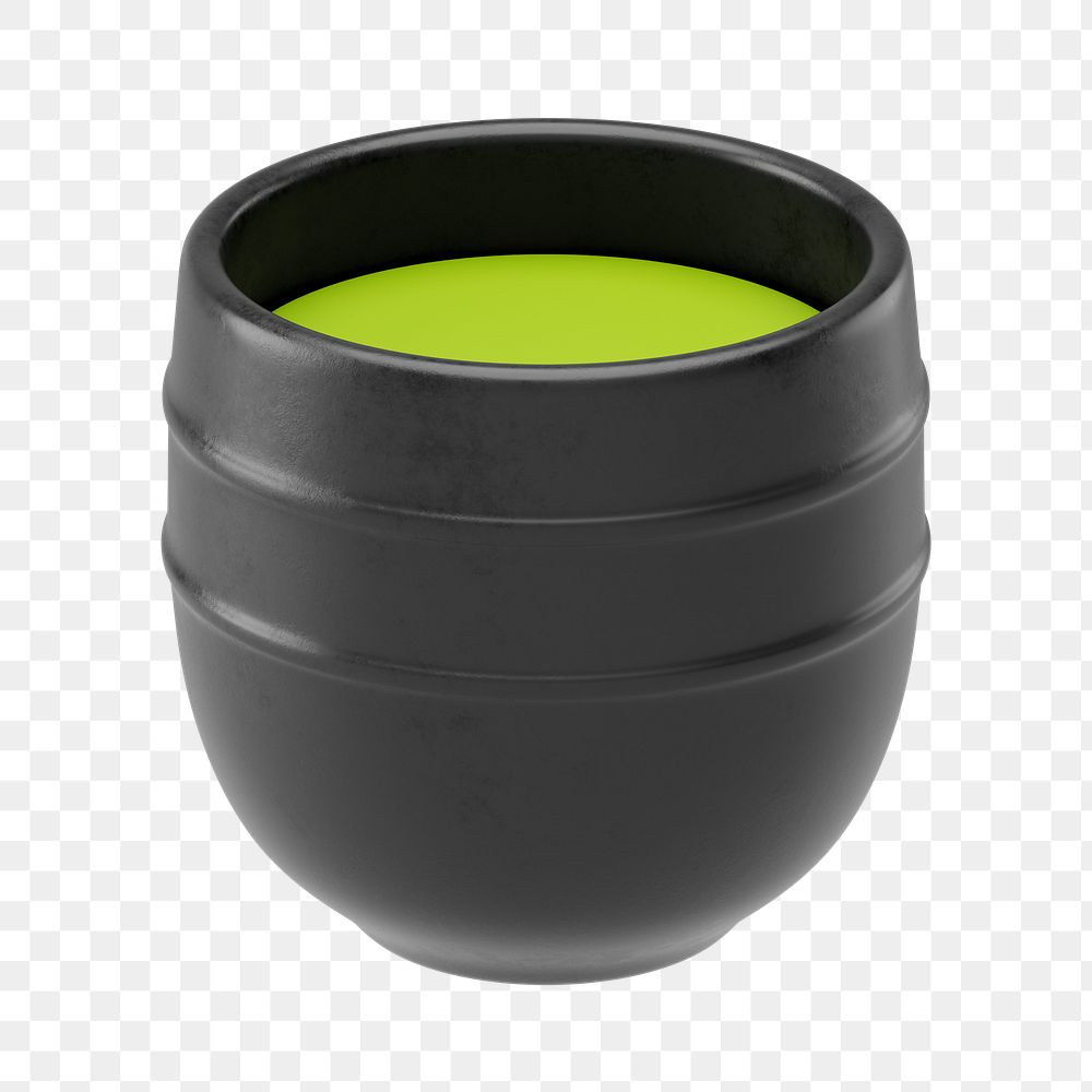 PNG 3D matcha tea bowl, element illustration, transparent background