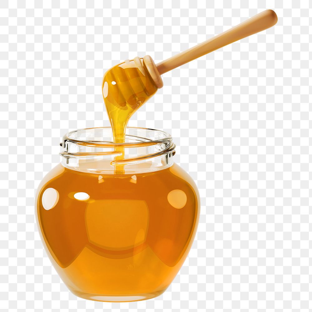 PNG 3D honey jar, element illustration, transparent background