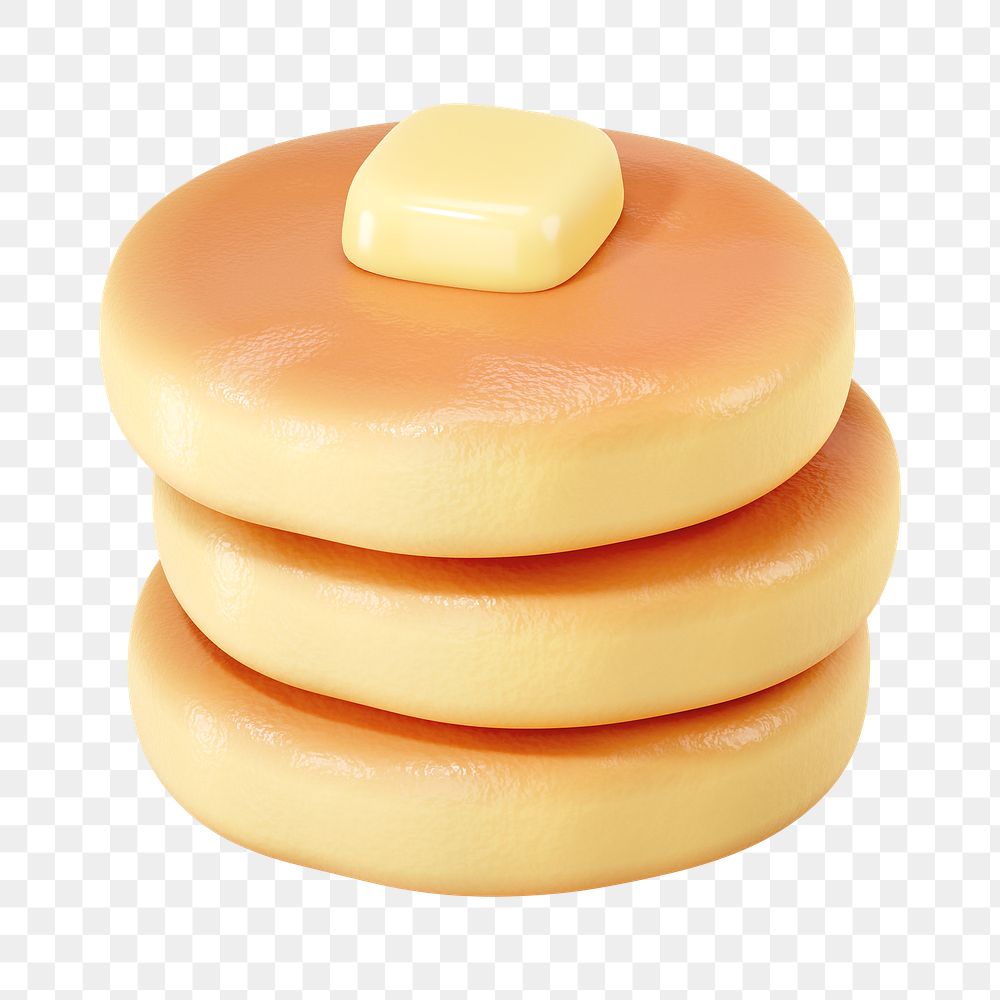 PNG 3D stacked pancakes, element illustration, transparent background