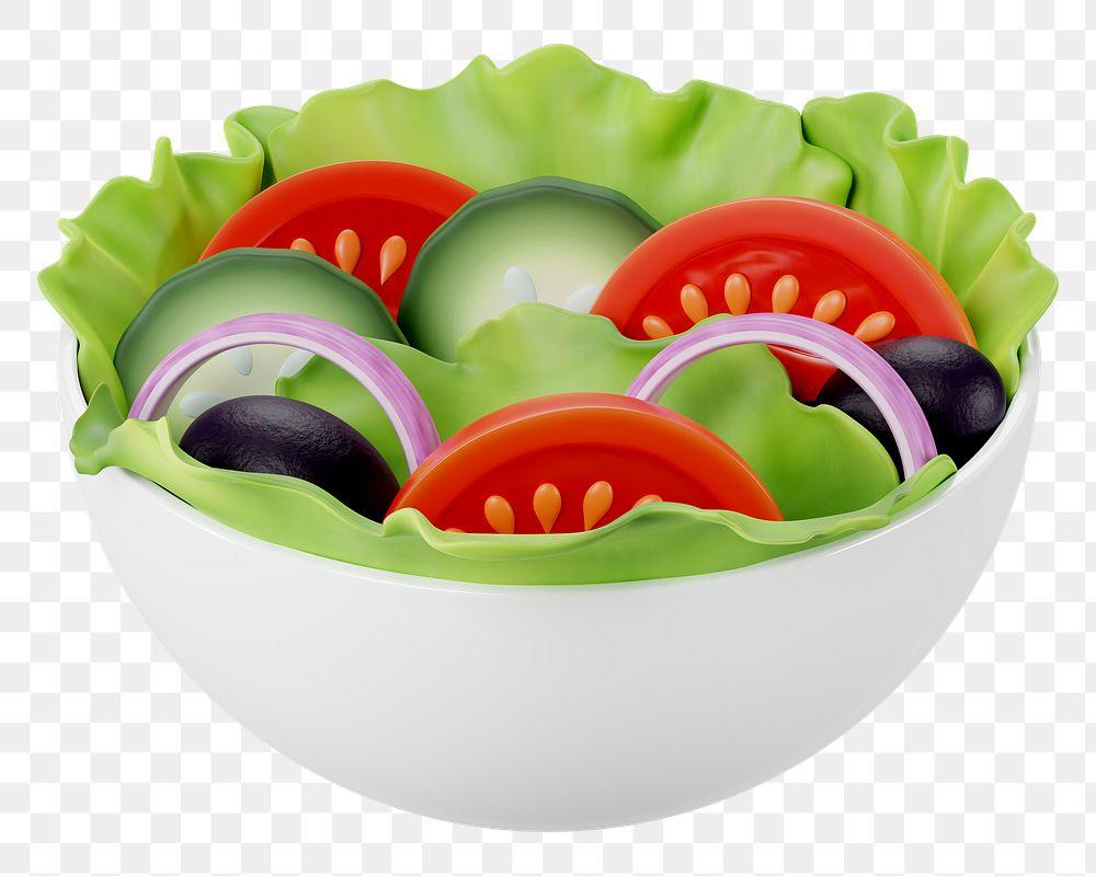 PNG 3D salad bowl, element illustration, transparent background