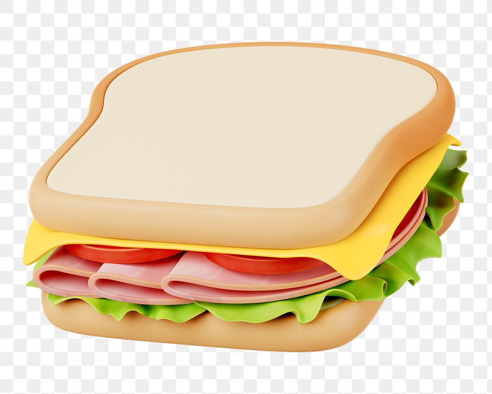 PNG 3D sandwich food, element illustration, transparent background