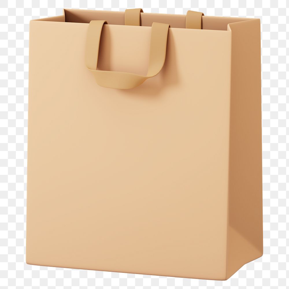 PNG 3D paper shopping bag, element illustration, transparent background