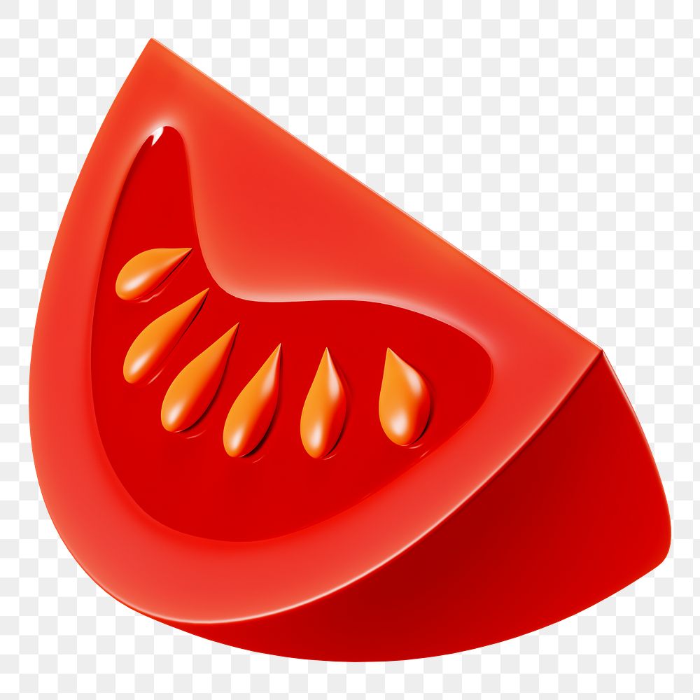 PNG 3D tomato slice, element illustration, transparent background