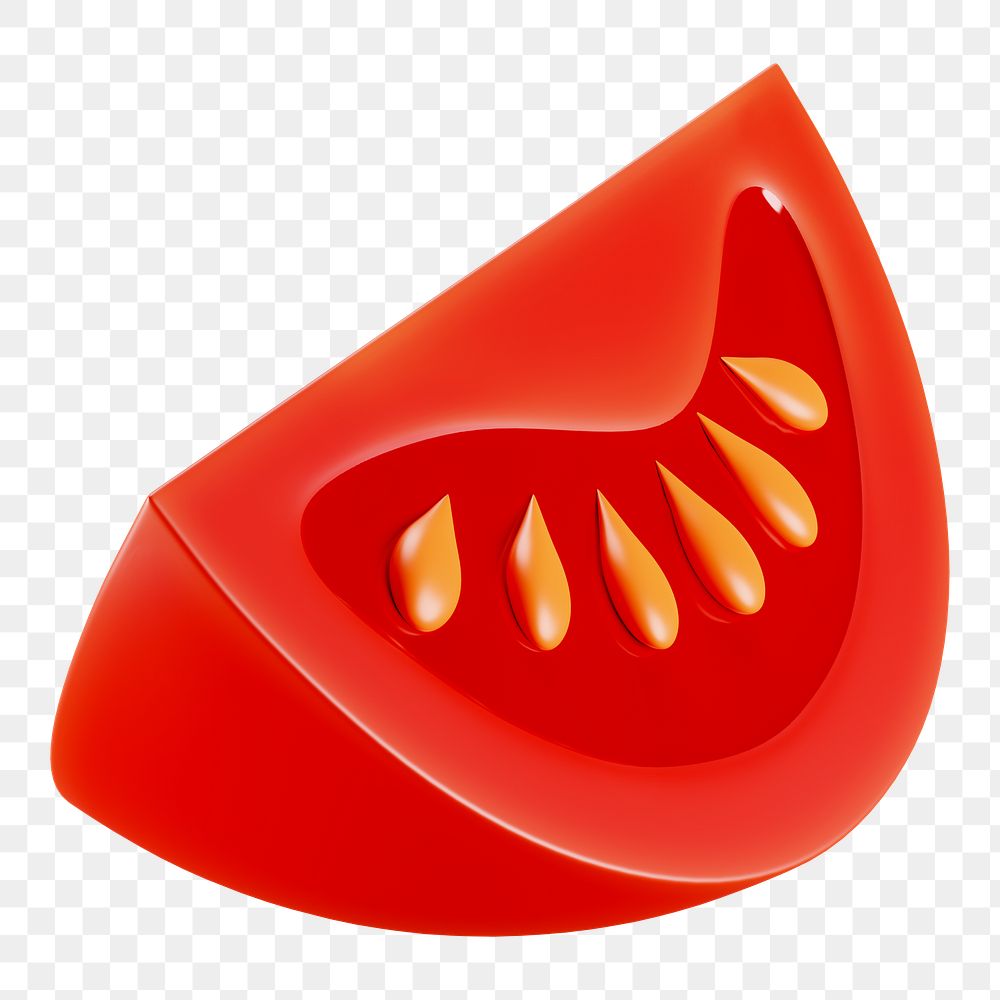 PNG 3D tomato slice, element illustration, transparent background