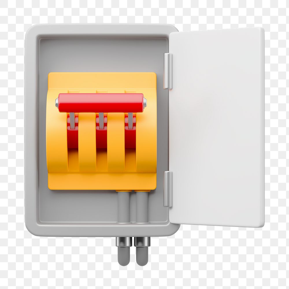 PNG 3D breaker box, element illustration, transparent background