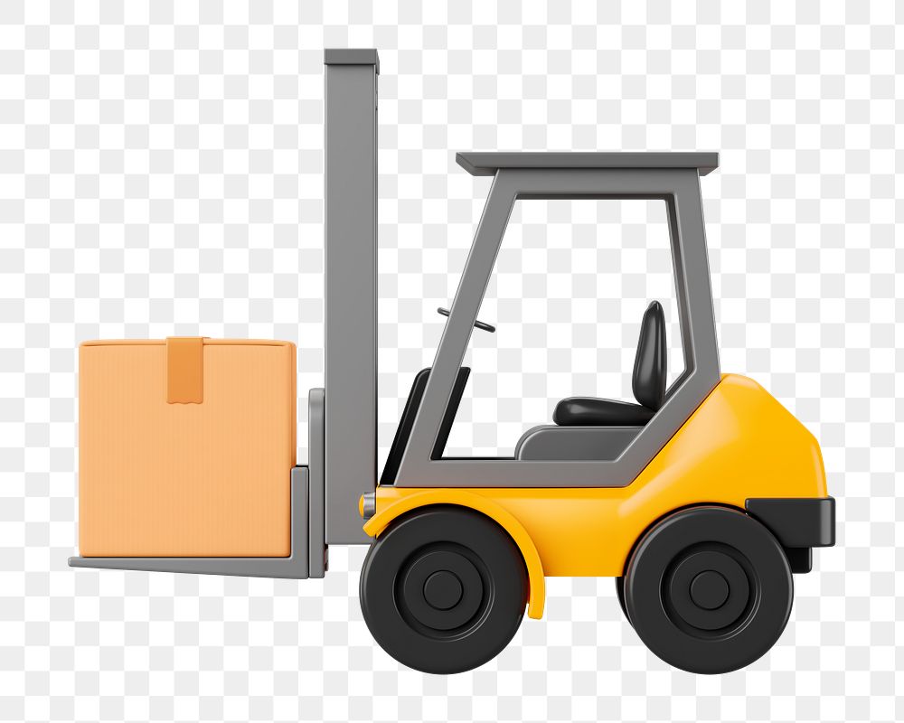 PNG 3D forklift truck, element illustration, transparent background