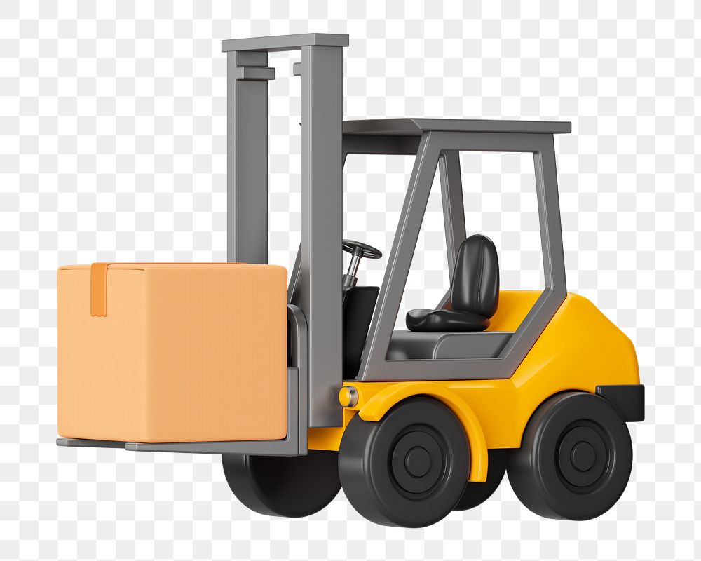 PNG 3D forklift truck, element illustration, transparent background