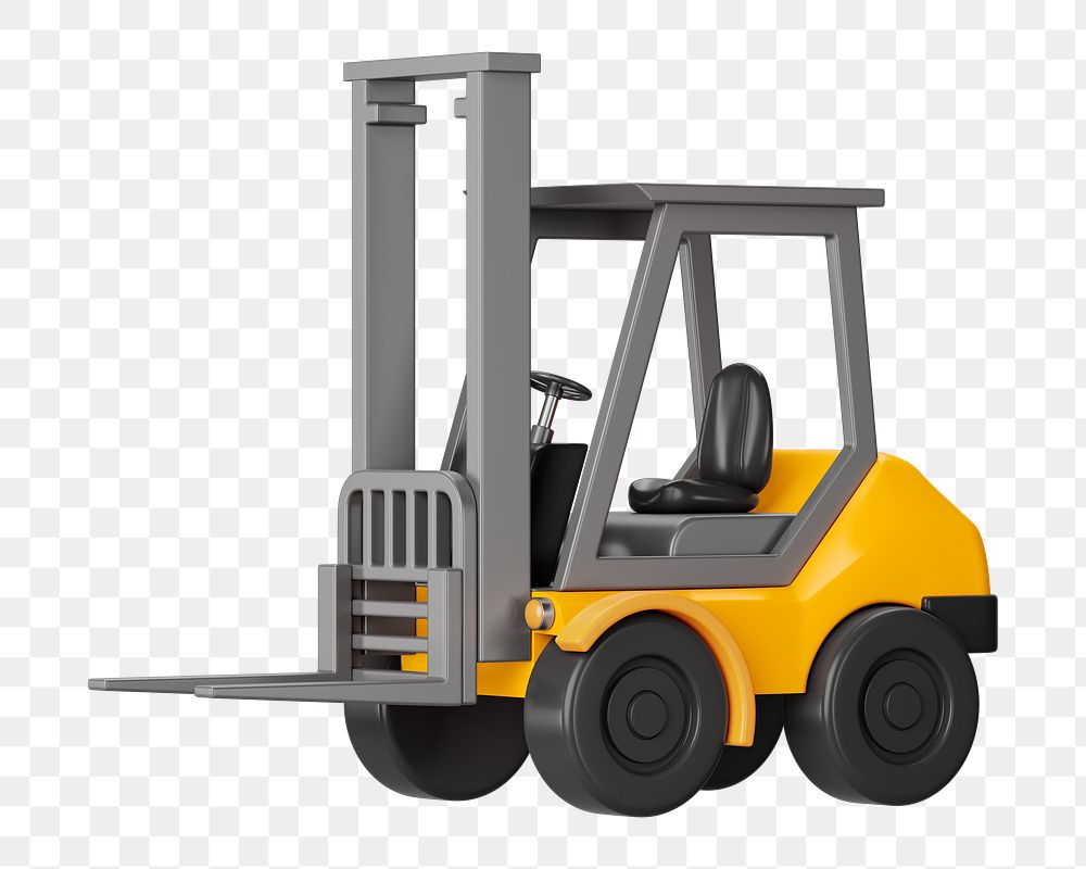 PNG 3D forklift truck, element illustration, transparent background