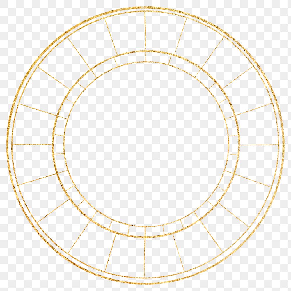 Png constellation circle gold line art, transparent background