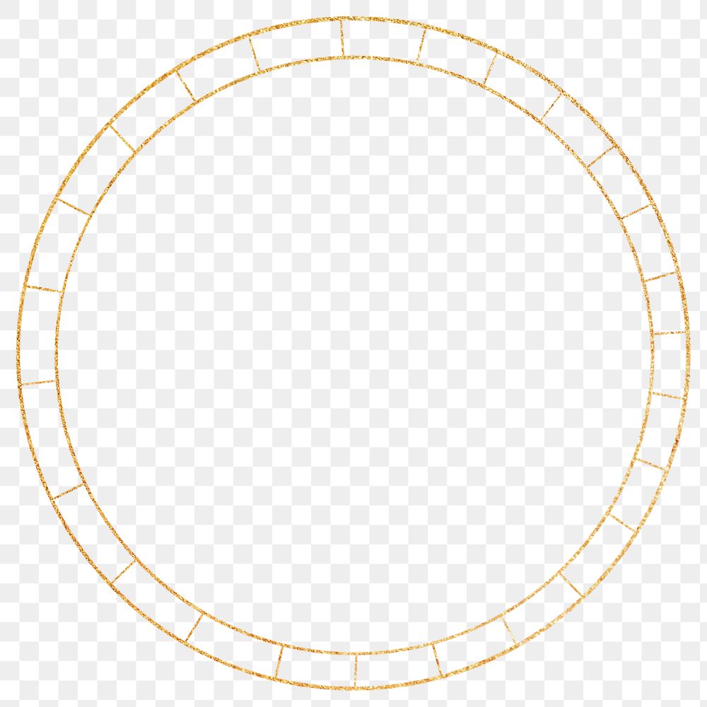 Png gold aesthetic circle frame, transparent background