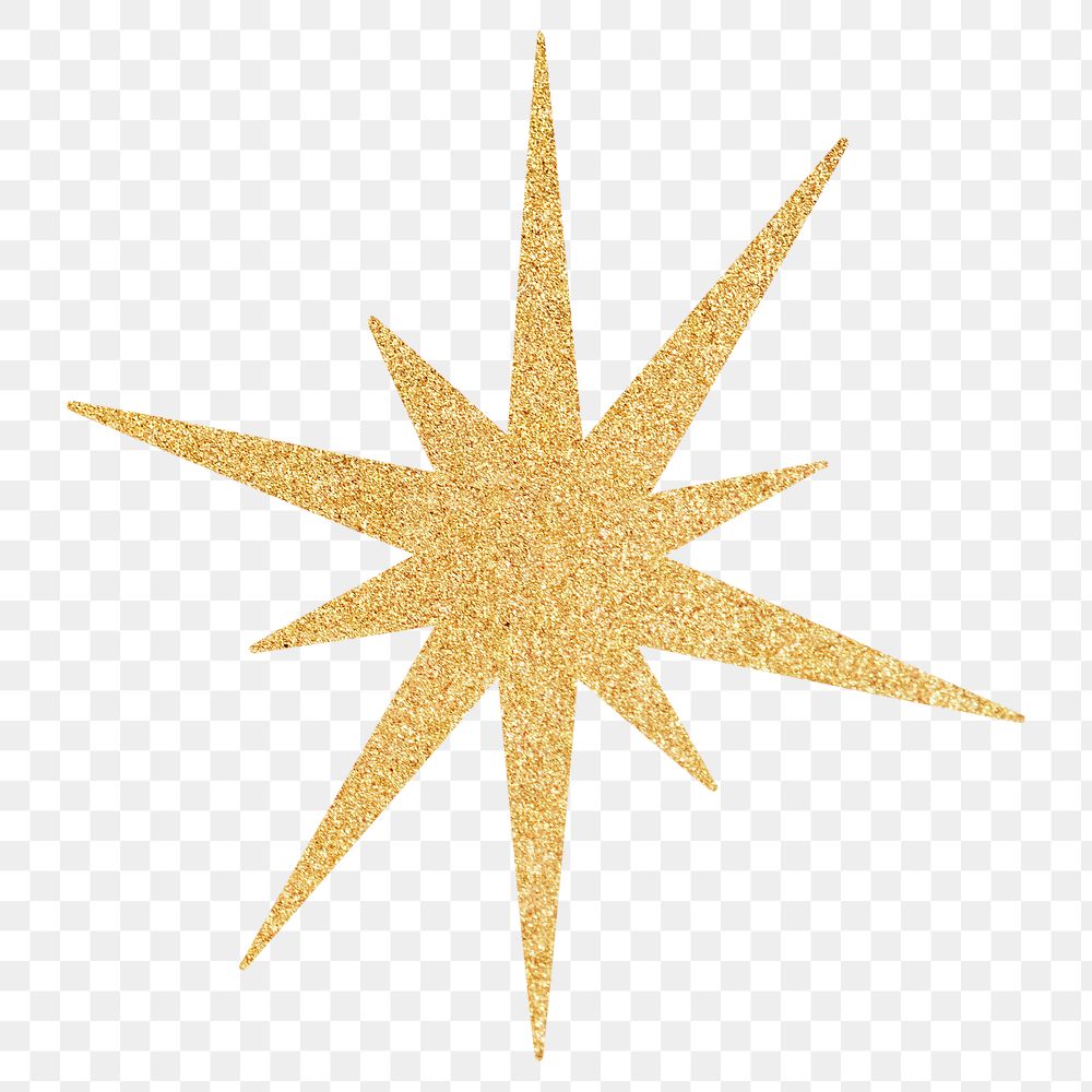 Png gold sparkling star, transparent background