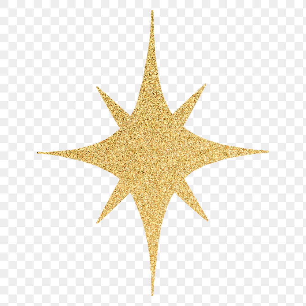 Png gold sparkling star, transparent background