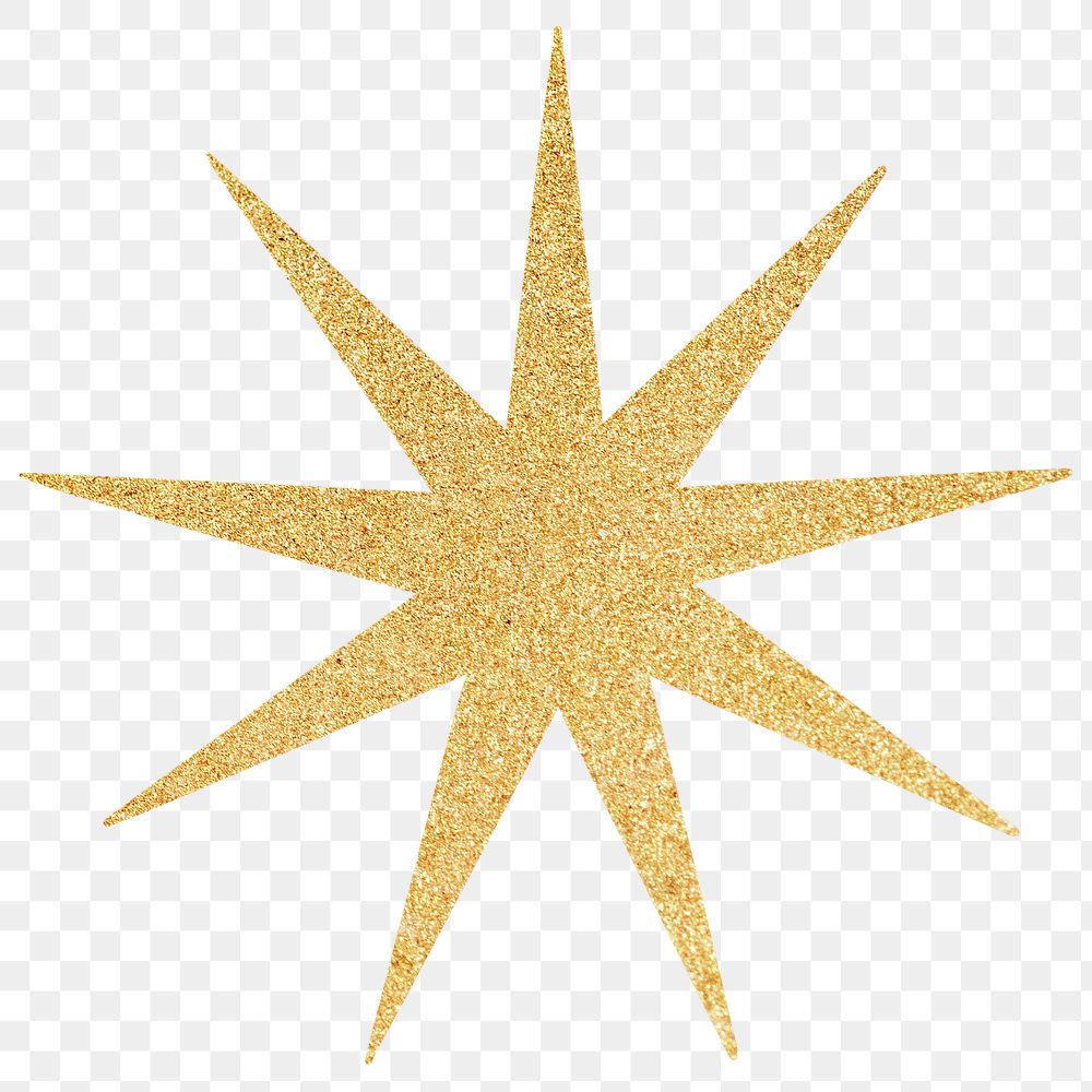 Png gold sparkling star, transparent background