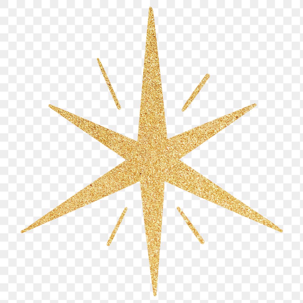 Png gold sparkling star, transparent background