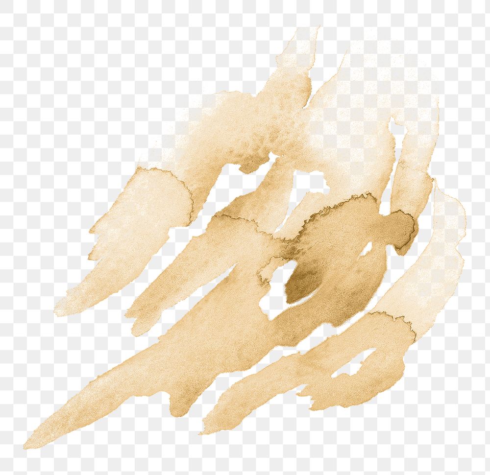 Png gold hand painted watercolor brush, transparent background