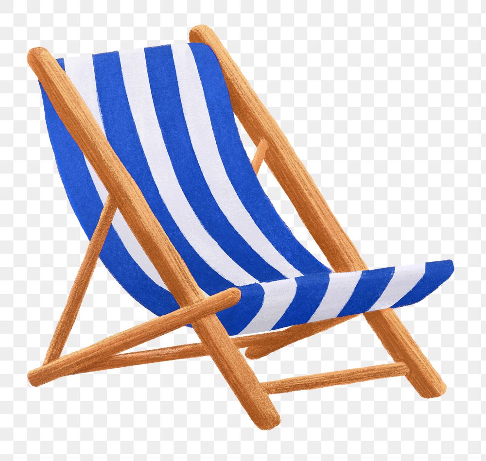 Blue beach chair png, transparent background