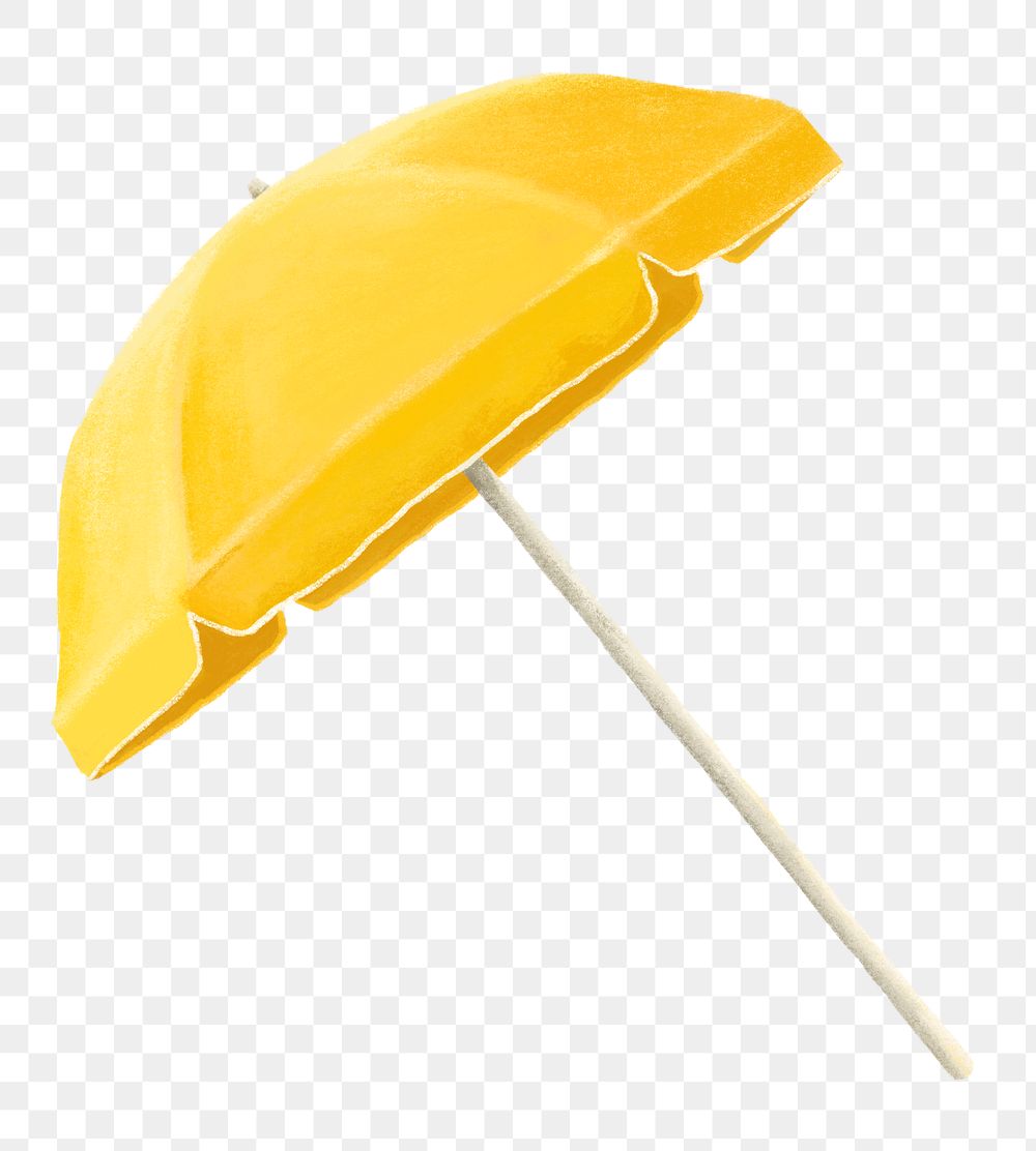 Yellow beach umbrella png, transparent background