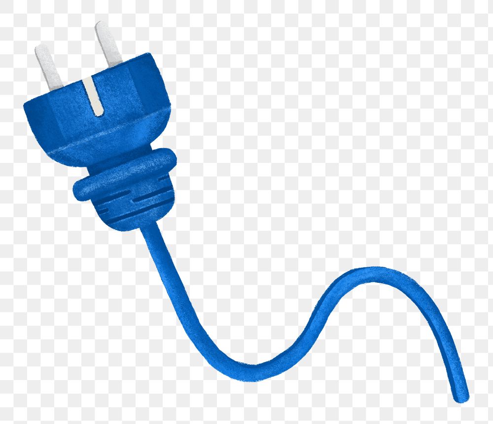 Blue plug cord png, transparent background