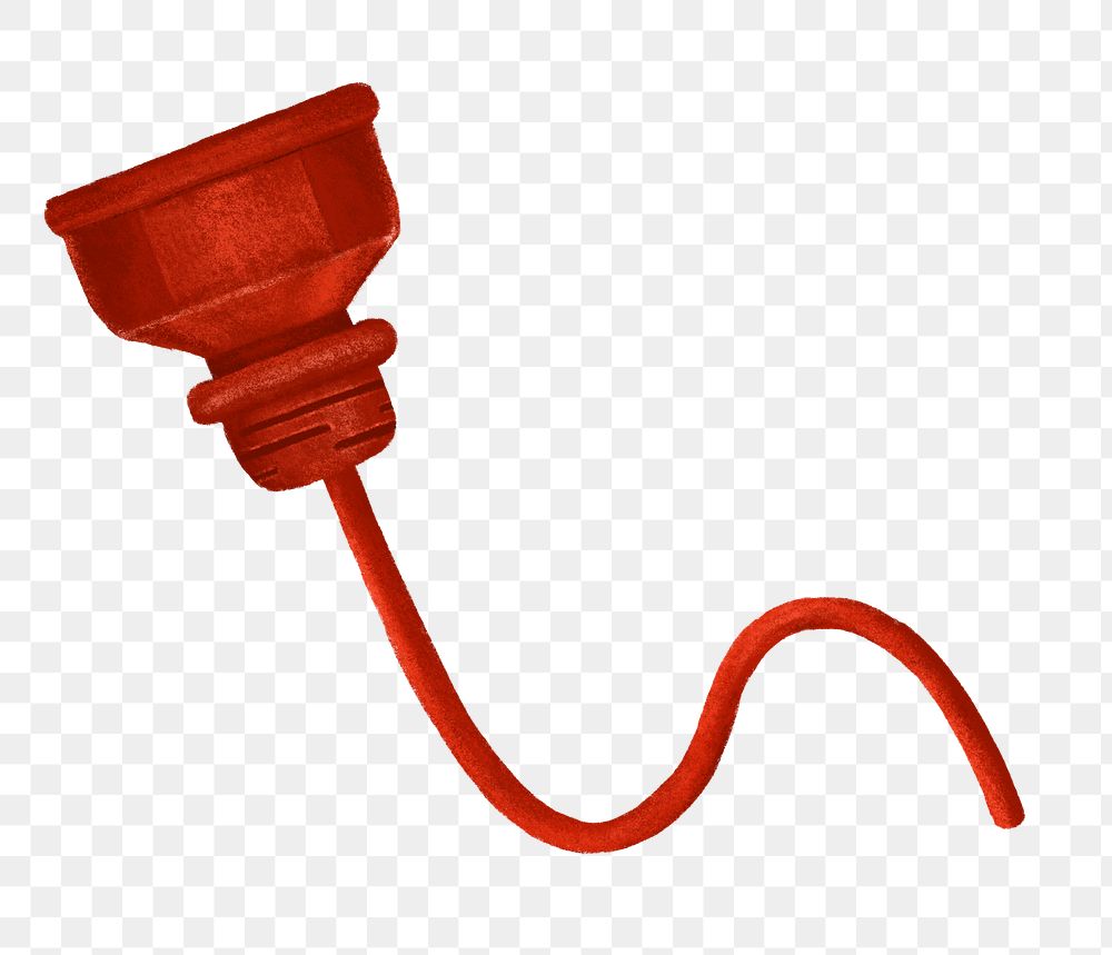 Red plug cord png, transparent background