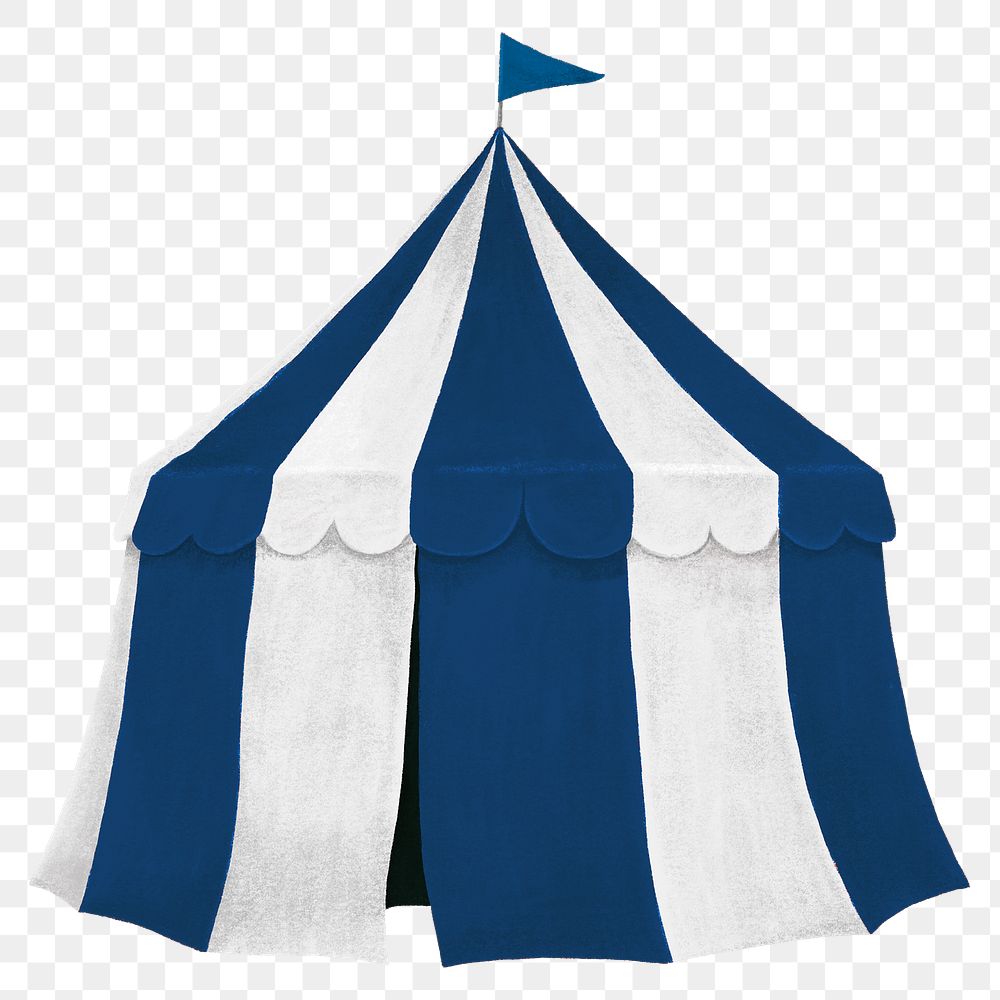Blue circus tent png, transparent background