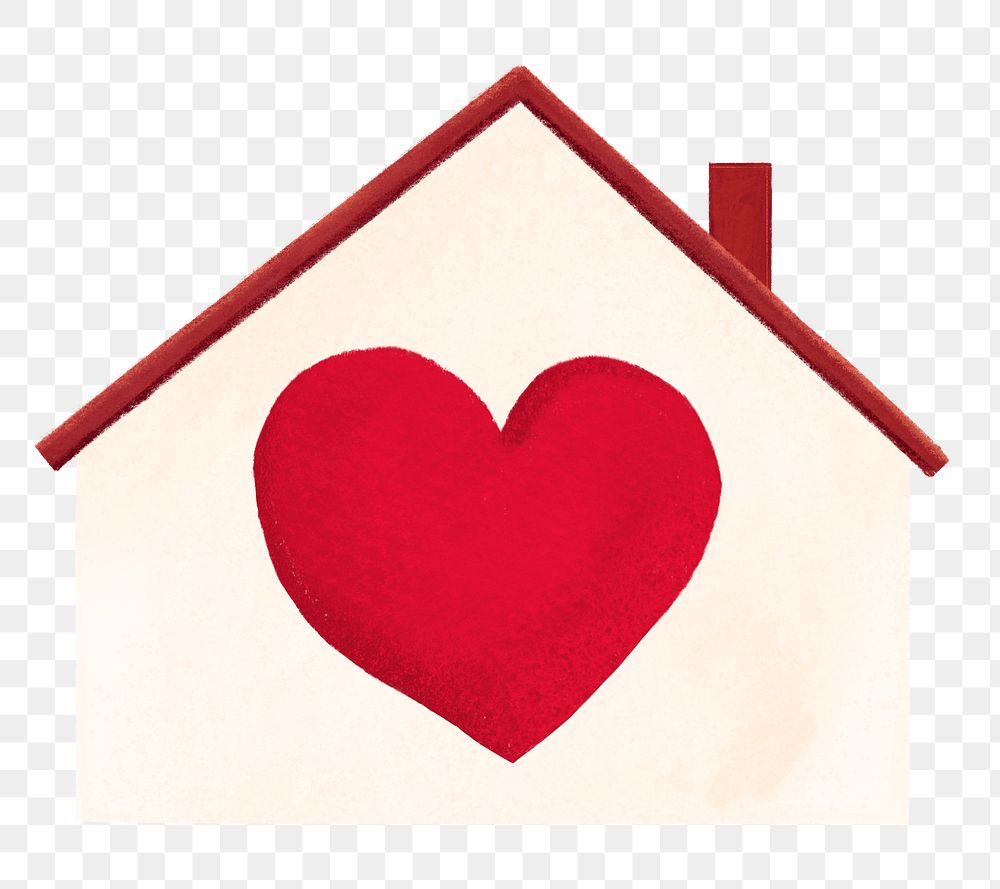 Home with heart  png sticker, transparent background