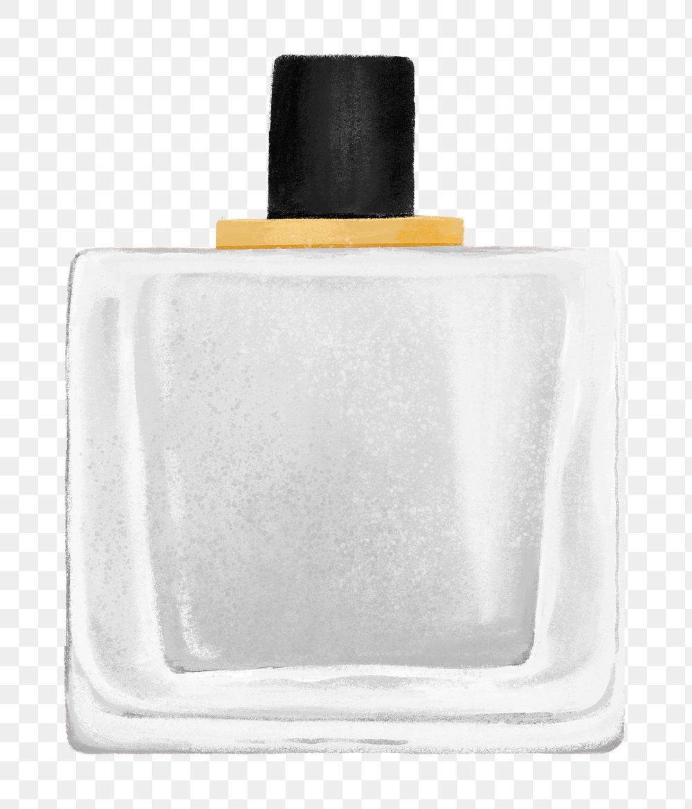 Gray perfume bottle png, fragrance illustration, transparent background